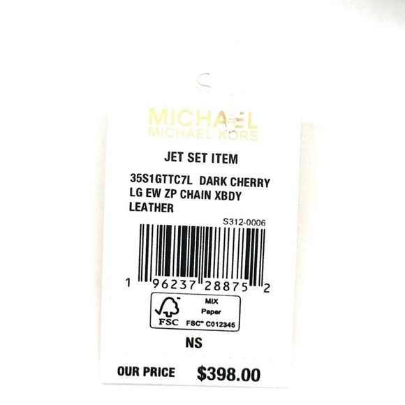 MICHAEL KORS LARGE EW ZIP CHAIN CROSSBODY BAG DARK CHERRY (NWT) - Picture 11 of 11